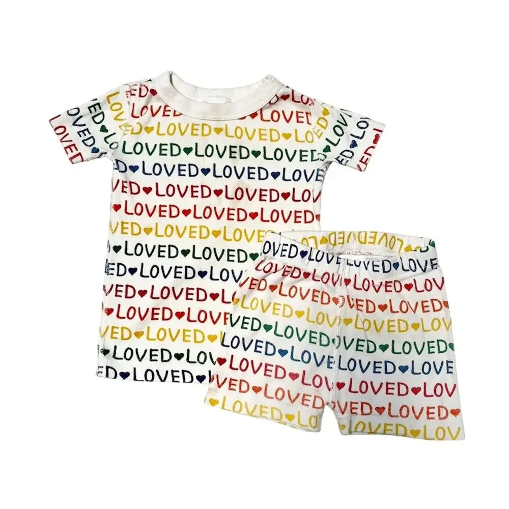 Hanna Andersson LOVED Organic Short John PJs Size 2T